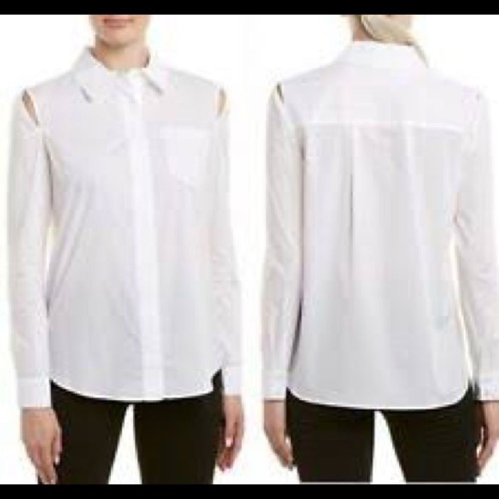 Milly  Cassie White Blouse with Cold Shoulder.